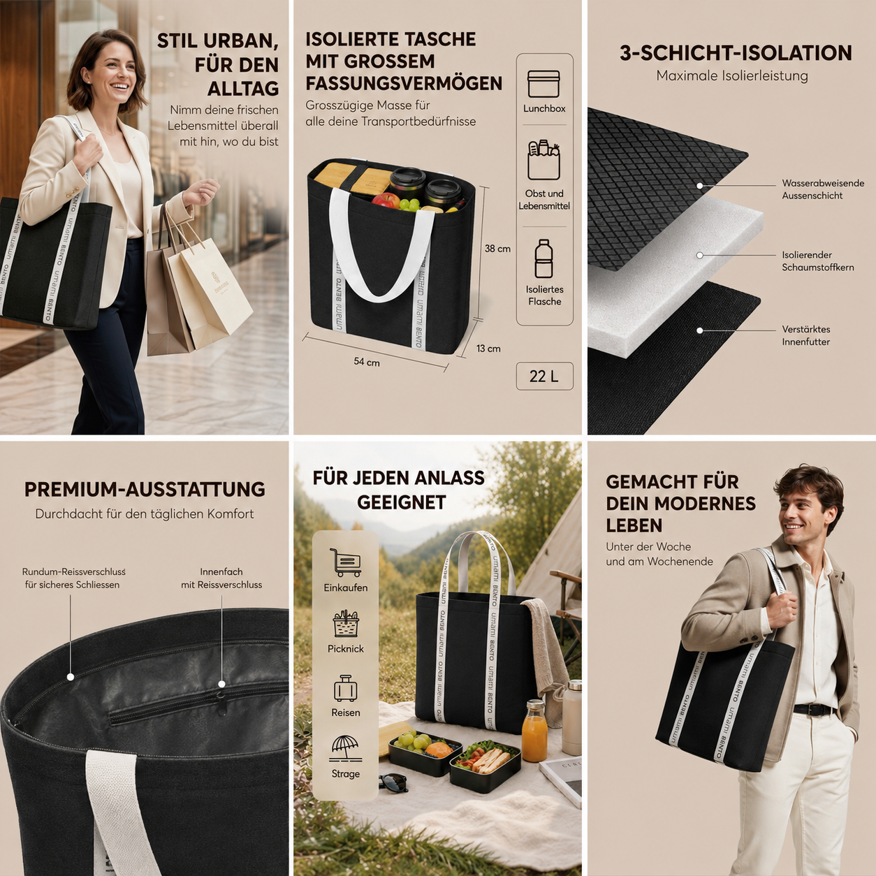 Premium Kühltasche Schwarz von Umami