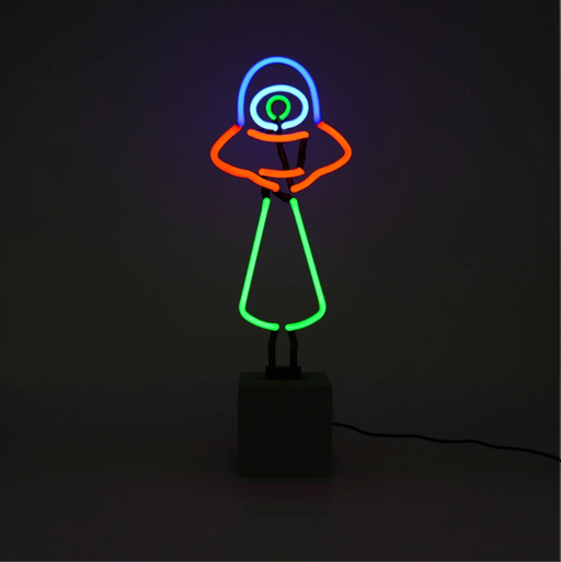 Glas Neon Tischlampe mit Betonsockel - UFO von Locomocean