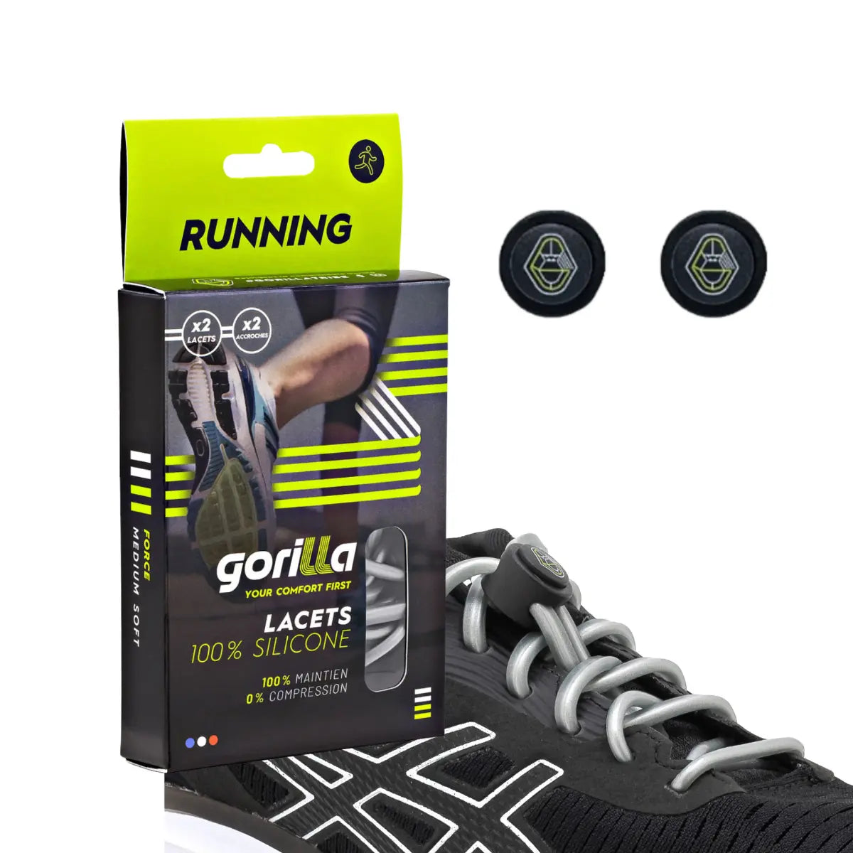 Elastische Schnürsenkel Flexibel Ohne Binden Silikon Running & Joggen Silbergrau von guteszeug.ch