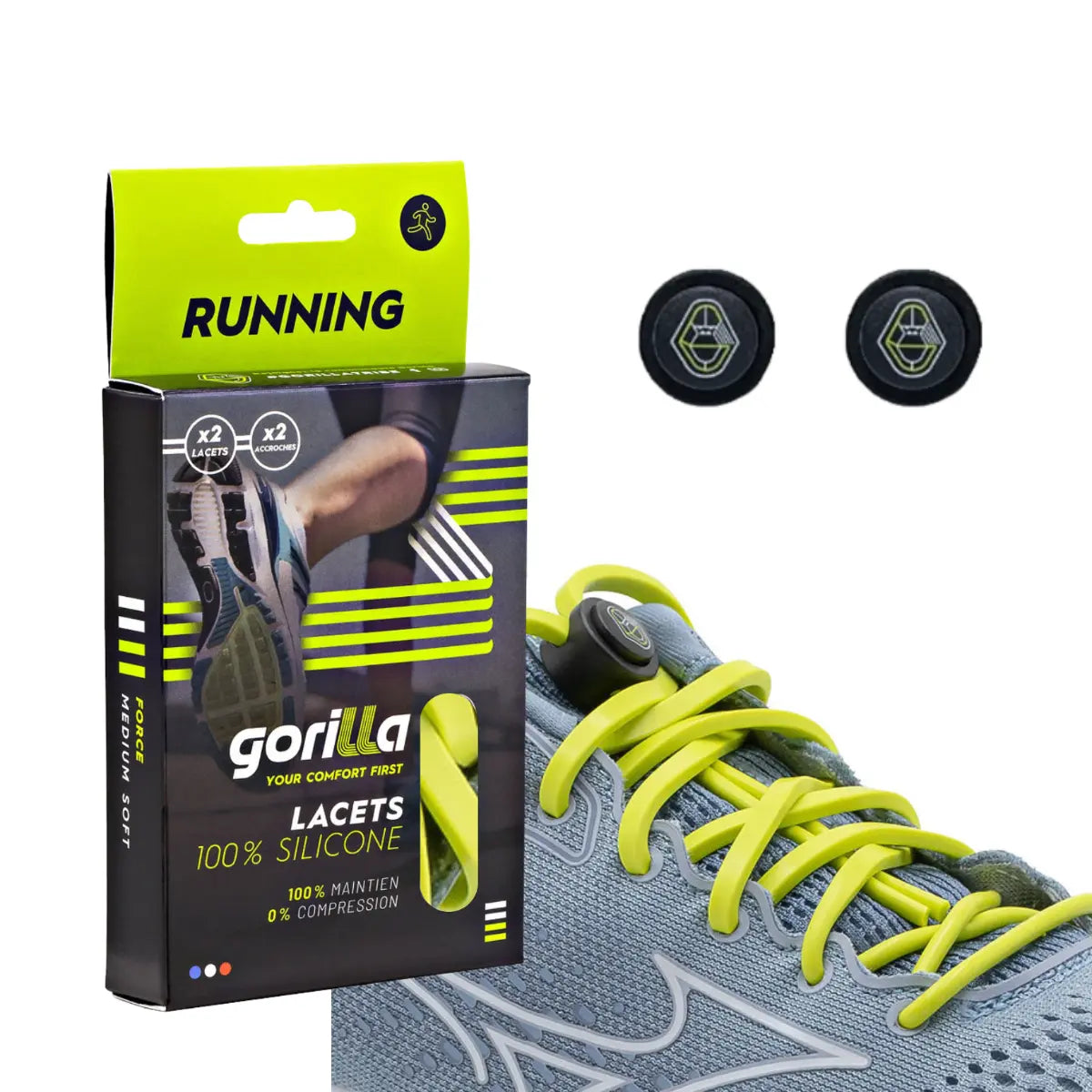 Elastische Schnürsenkel Flexibel Ohne Binden Silikon Running & Joggen Limonengrün von guteszeug.ch