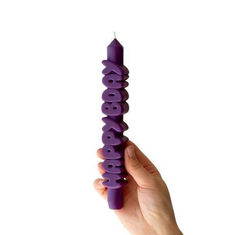 Kerze Taper candle HAPPY BDAY Indigo von Taper Candles
