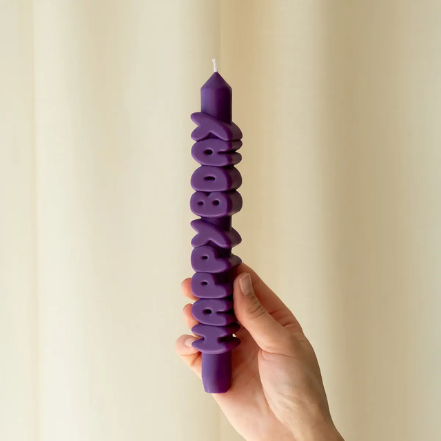 Kerze Taper candle HAPPY BDAY Indigo von Taper Candles