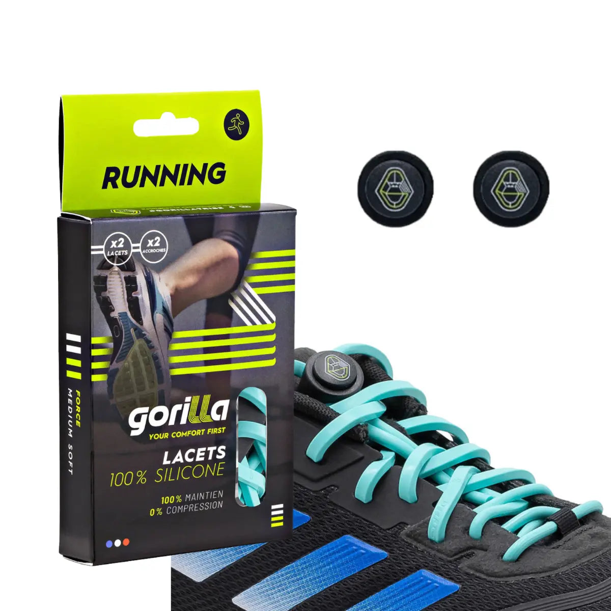 Elastische Schnürsenkel Flexibel Ohne Binden Silikon Running & Joggen Lagunenblau von guteszeug.ch