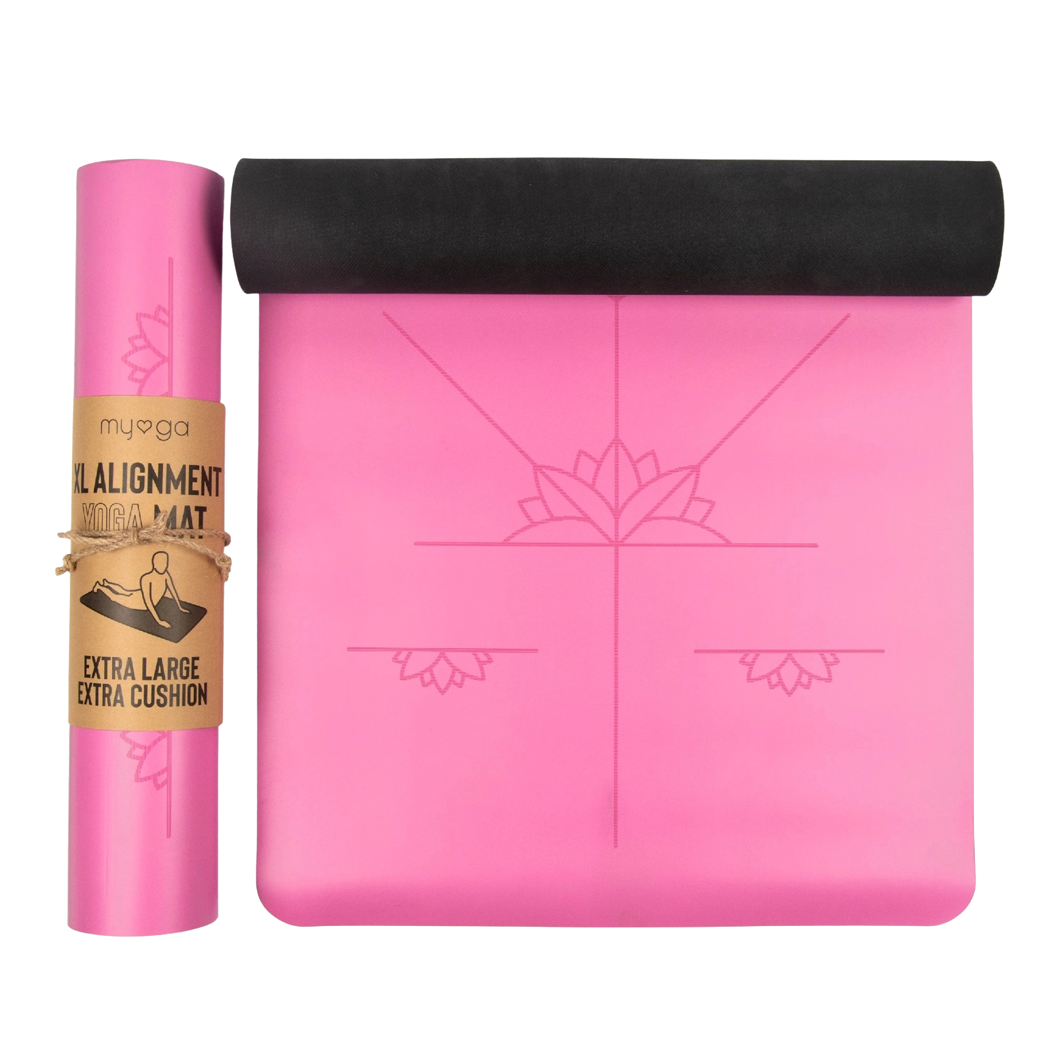 Ausrichtungs Yogamatte Extra Gross Pink von Myga