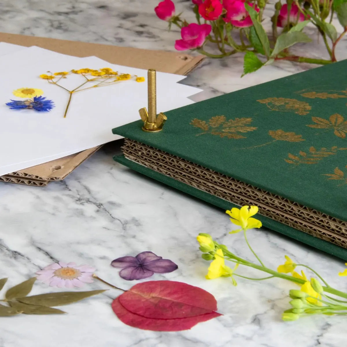 Blumenpresse mit Leineneinband und Goldprägung von Botanopia