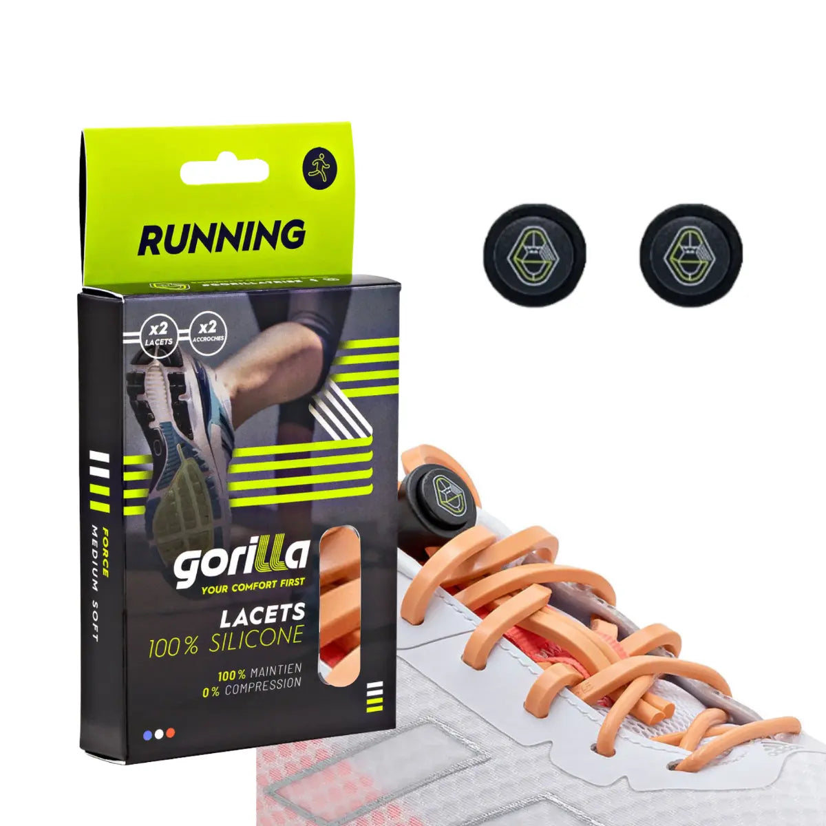 Elastische Schnürsenkel Flexibel Ohne Binden Silikon Running & Joggen Lachs von guteszeug.ch