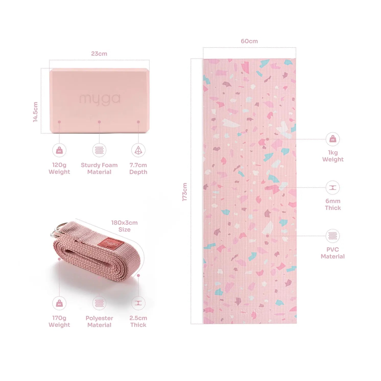 Yoga Starter Set 3-Teilig Terrazzo von Myga