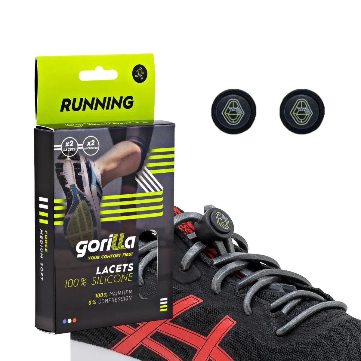 Elastische Schnürsenkel Flexibel Ohne Binden Silikon Running & Joggen glitzerndes Grau von guteszeug.ch