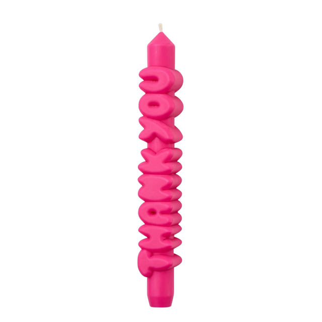 Kerze Taper candle THANK YOU Pink von Taper Candles