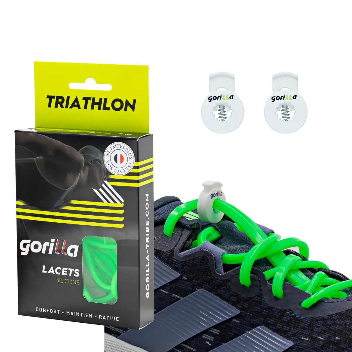 Elastische Schnürsenkel Flexibel Ohne Binden Silikon Triathlon Neongrün von guteszeug.ch