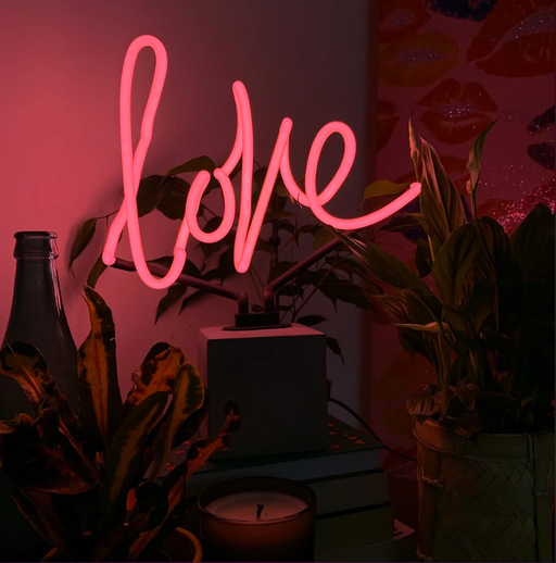 Glas Neon Tischlampe mit Betonsockel - Love von Locomocean