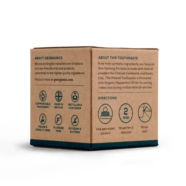 Mineralische Zahnpasta im Glas ohne Fluorid Pfefferminze 60ml von Georganics