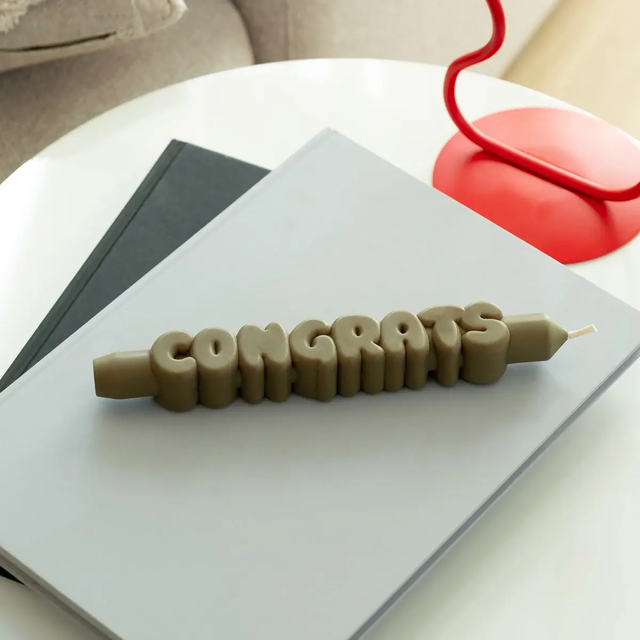 Kerze Taper candle CONGRATS Olive Green von Taper Candles