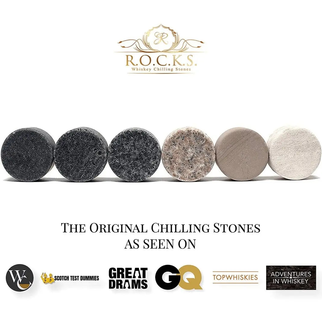 Palm Whiskeygläser mit Kühlsteinen Geschenkset von ROCKS Whiskey Chilling Stones