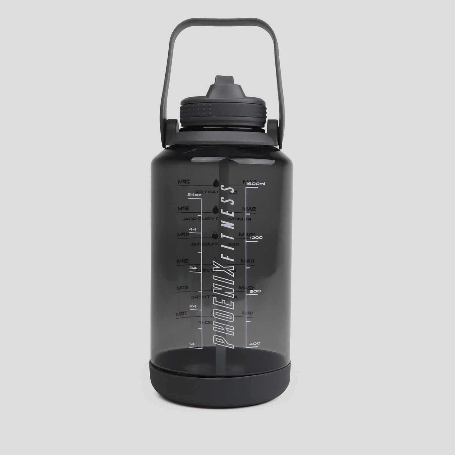 Fitness Motivations Wasserflasche 2 Liter Schiefergrau von Phoenix Fitness
