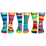 Einzelne Socken im 6er Pack, THE MEDDLERS Bunte Monster, Gr. 30-38, mit Geschenkbox von United Oddsocks