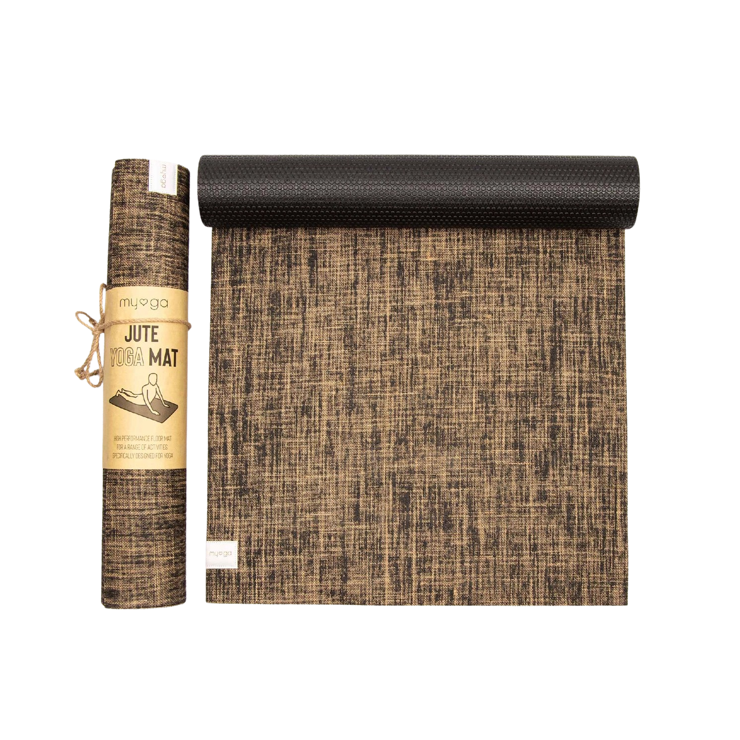 Yogamatte Jute Rutschfest Schwarz von Myga