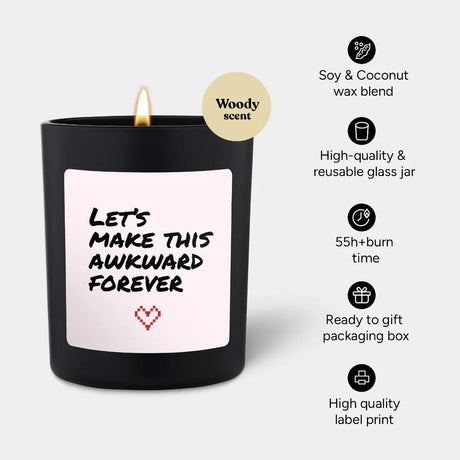 Duftkerze Schwarz Woody Let's make this awkward forever von ChattyCandles
