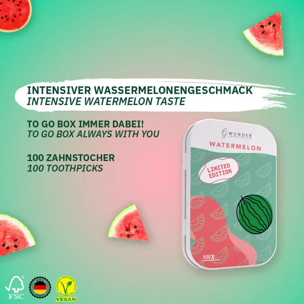 Zahnstocher mit Geschmack Limited Edition Wassermelone von Wunder Zahnstocher