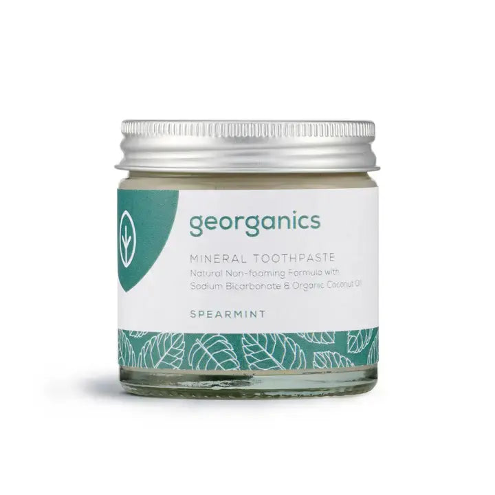 Mineralische Zahnpasta im Glas ohne Fluorid Krauseminze 60ml von Georganics