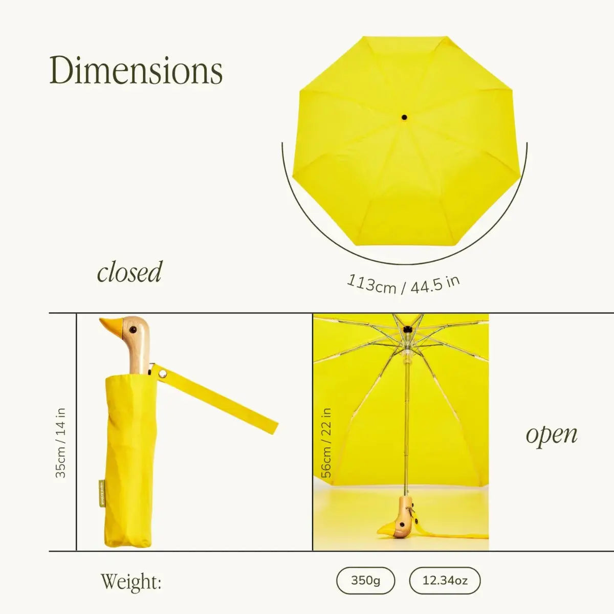 Umweltfreundlicher Regenschirm aus recycelten Materialien Gelb von Original Duckhead