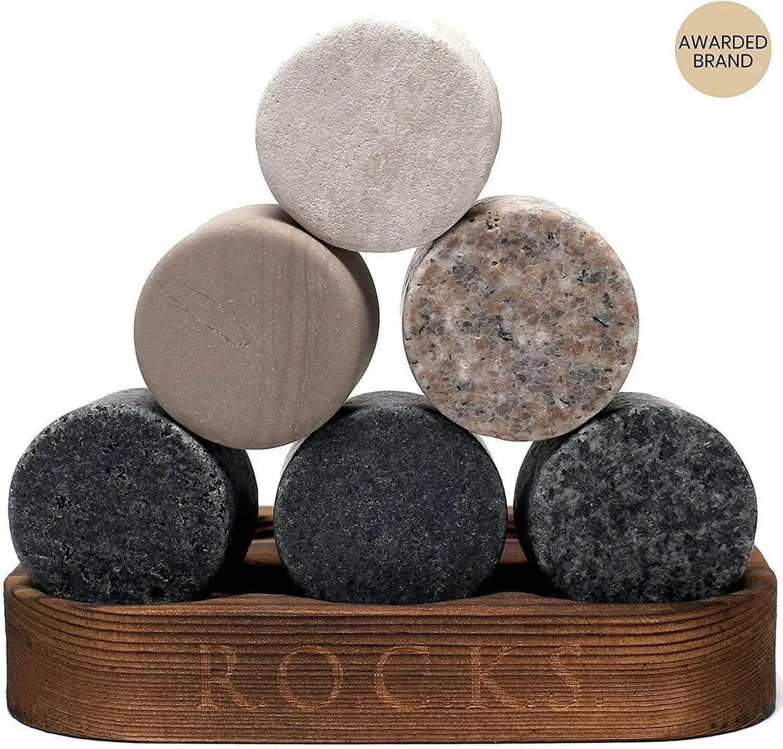 Signature Whiskeygläser mit Kühlsteinen Geschenkset von ROCKS Whiskey Chilling Stones