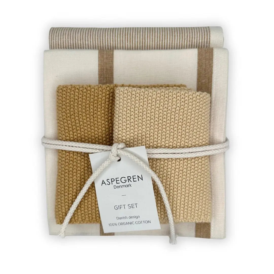 Geschirrtücher Geschenkset Bio-Baumwolle 4er-Set Sonnenblumensamen von Aspegren Denmark
