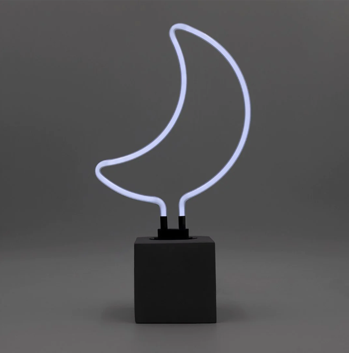 Glas Neon Tischlampe mit Betonsockel - Mond von Locomocean