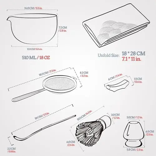 Matcha Set Obsidian mit Ausgiessschale 7-tlg. von TEANAGOO