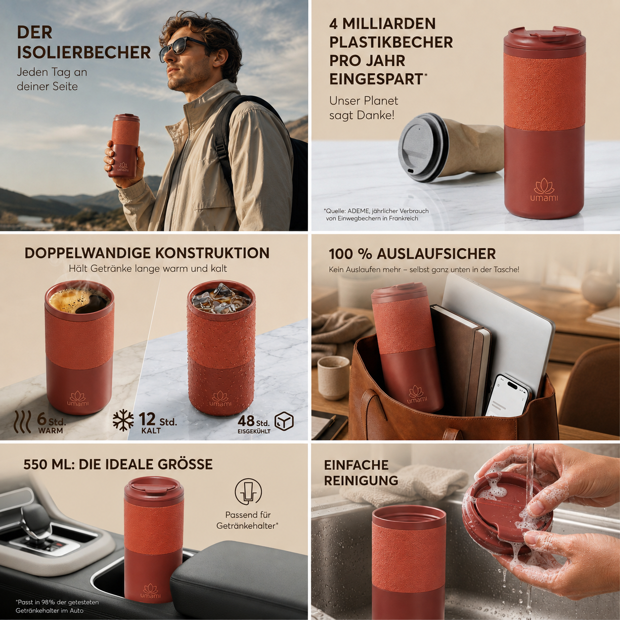 Thermobecher Rot 550 ml von Umami