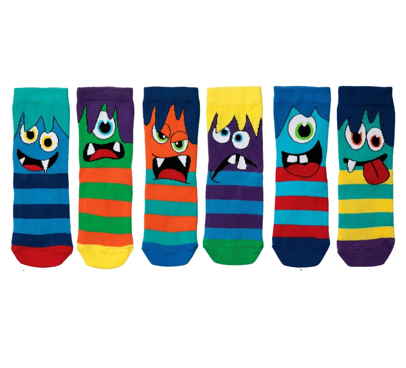 Einzelne Socken im 6er Pack, MINI MASHERS Bunte Monster, Gr. 27-30,5, mit Geschenkbox von guteszeug.ch