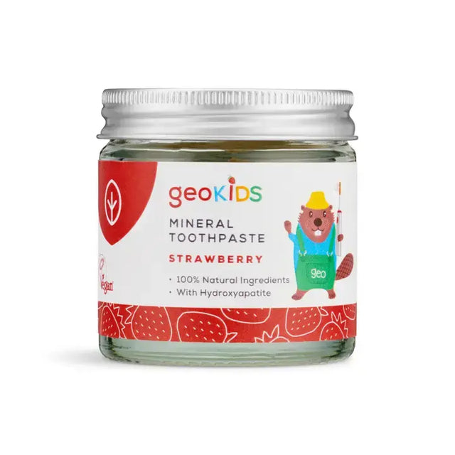 Geokids Mineralische Zahnpasta im Glas ohne Fluorid Erdbeere 60ml von Georganics