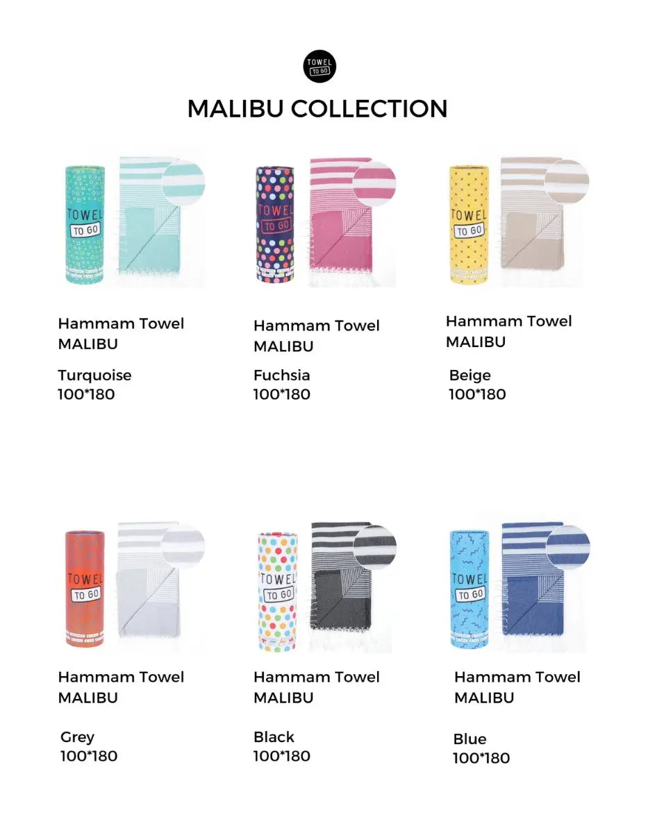 Malibu Strandtuch Baumwolle Hamamtuch 180x100cm Blau gestreift von Towel To Go