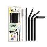 Edelstahl Trinkhalme Biegbar Schwarz 4er Set 22cm von KNYG