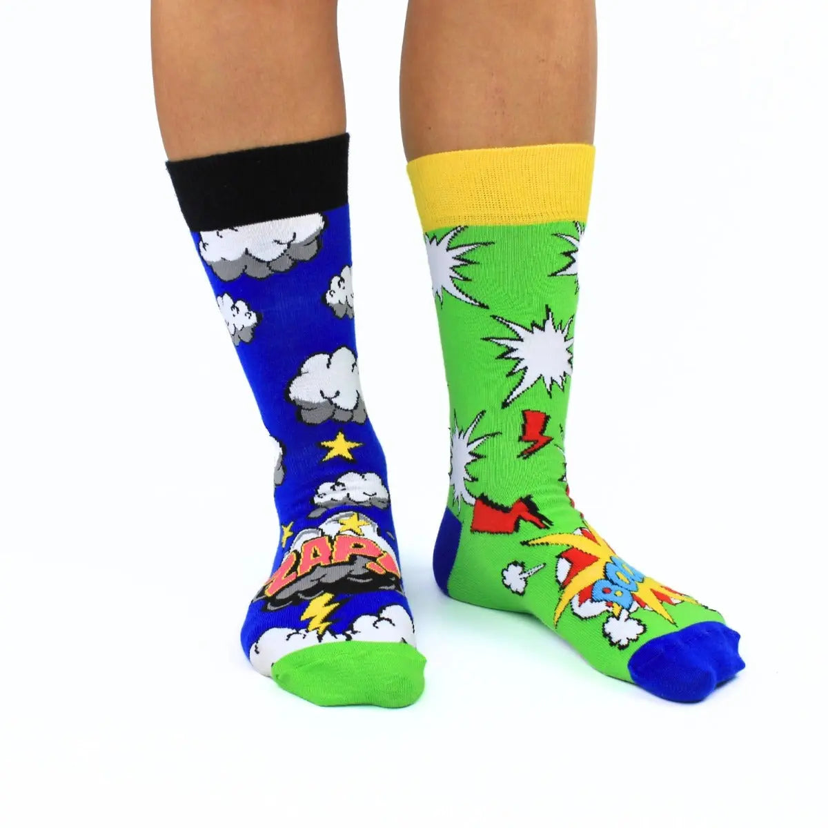 Einzelne Socken im 6er Pack, MIGHTY ODDSOCKS Bunte Comic Oddsocks, Gr. 39-46, mit Geschenkbox von guteszeug.ch