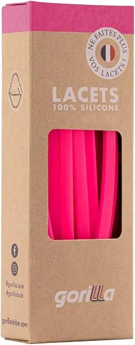 Elastische Schnürsenkel Flexibel Ohne Binden Schmal Silikon Neon Rose von Gorilla Lacets