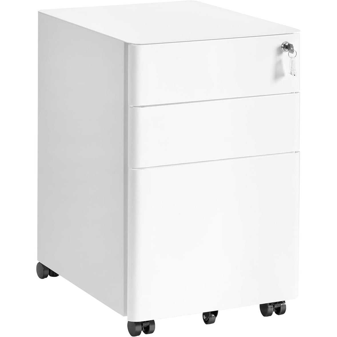 Rollcontainer 3 Schubladen Aktenschrank 50x39x59 cm Weiss von Songmics