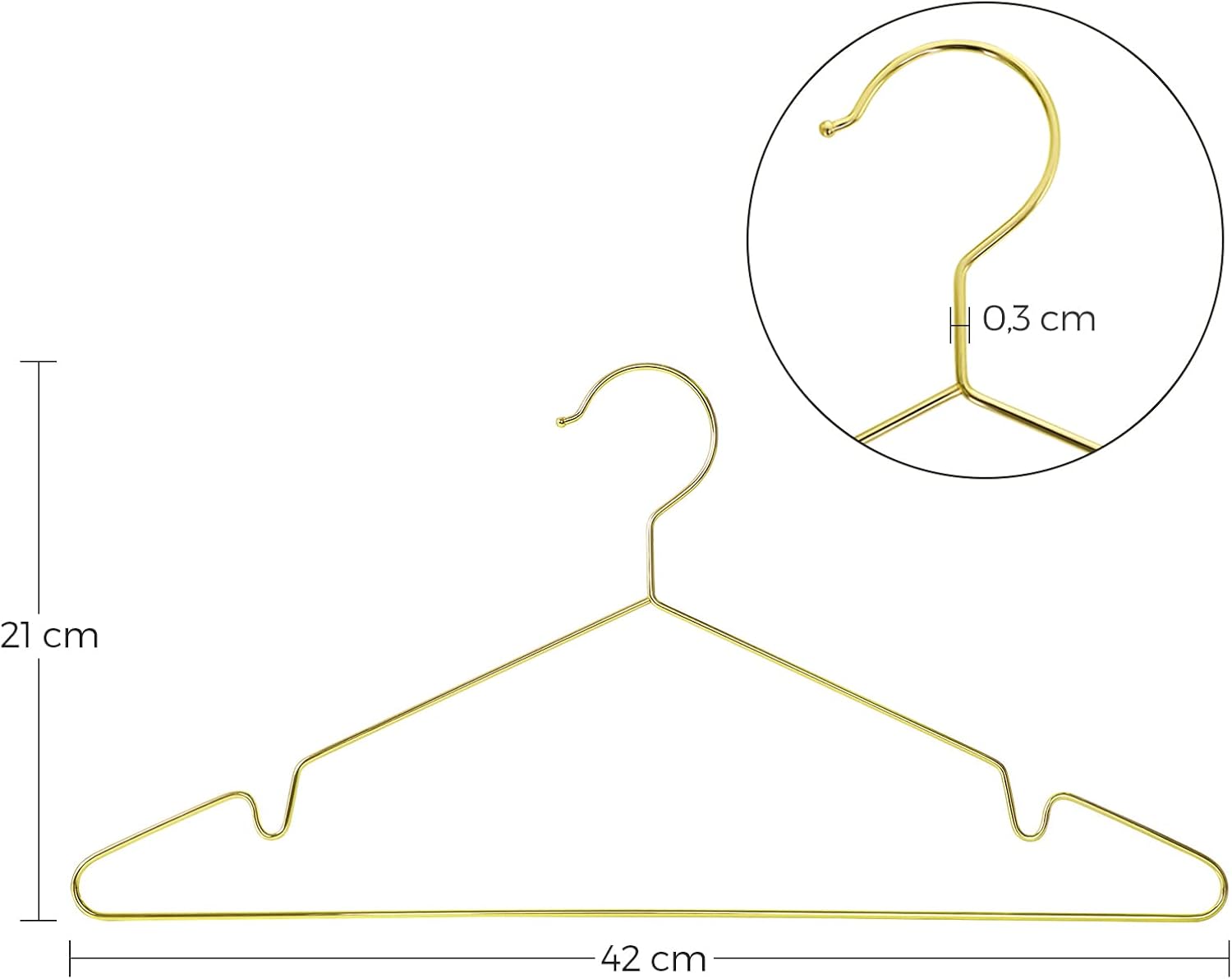 Metall Kleiderbügel verchromt 20 Stück gold 42 cm von Songmics