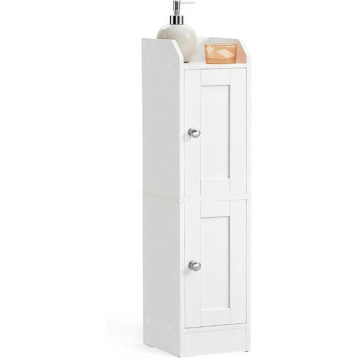 Badschrank Nischenschrank 2 Türen 20x18x80 cm Wolkenweiss von Songmics