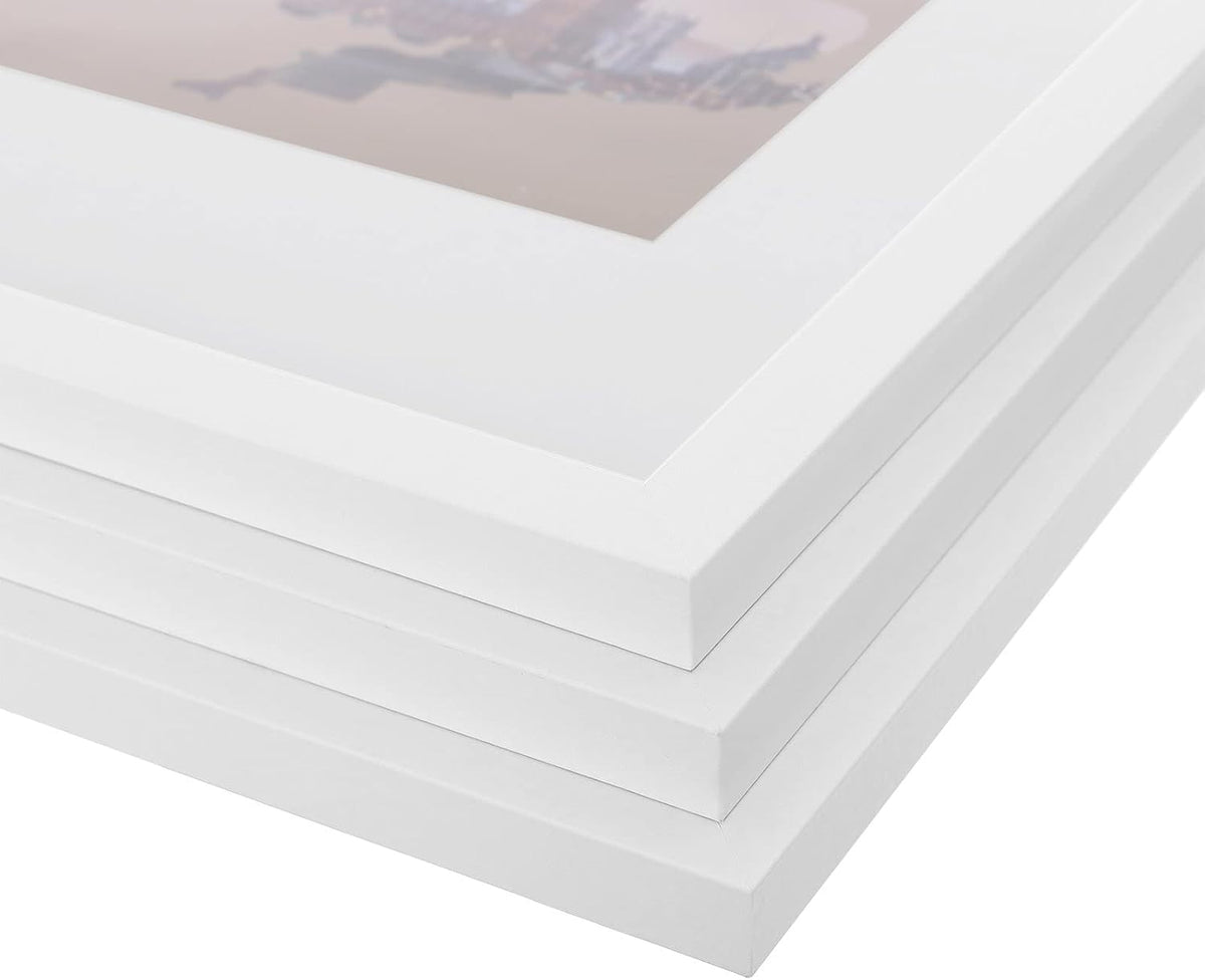 Bilderrahmen 3er-Set A3 Weiss Glas mit Passepartout von Songmics