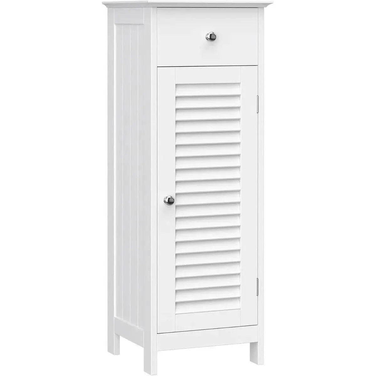 Badezimmerschrank mit Schublade Lamellentür Weiss von Songmics