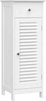 Badezimmerschrank mit Schublade Lamellentür Weiss von Songmics