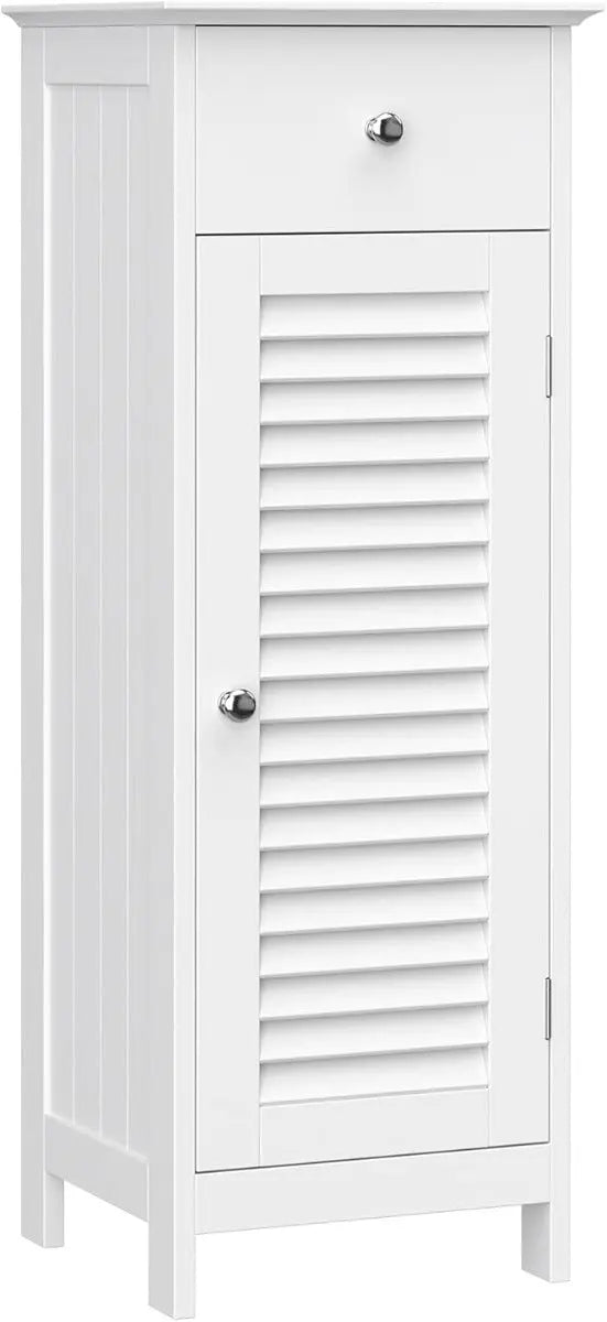 Badezimmerschrank mit Schublade Lamellentür Weiss von Songmics