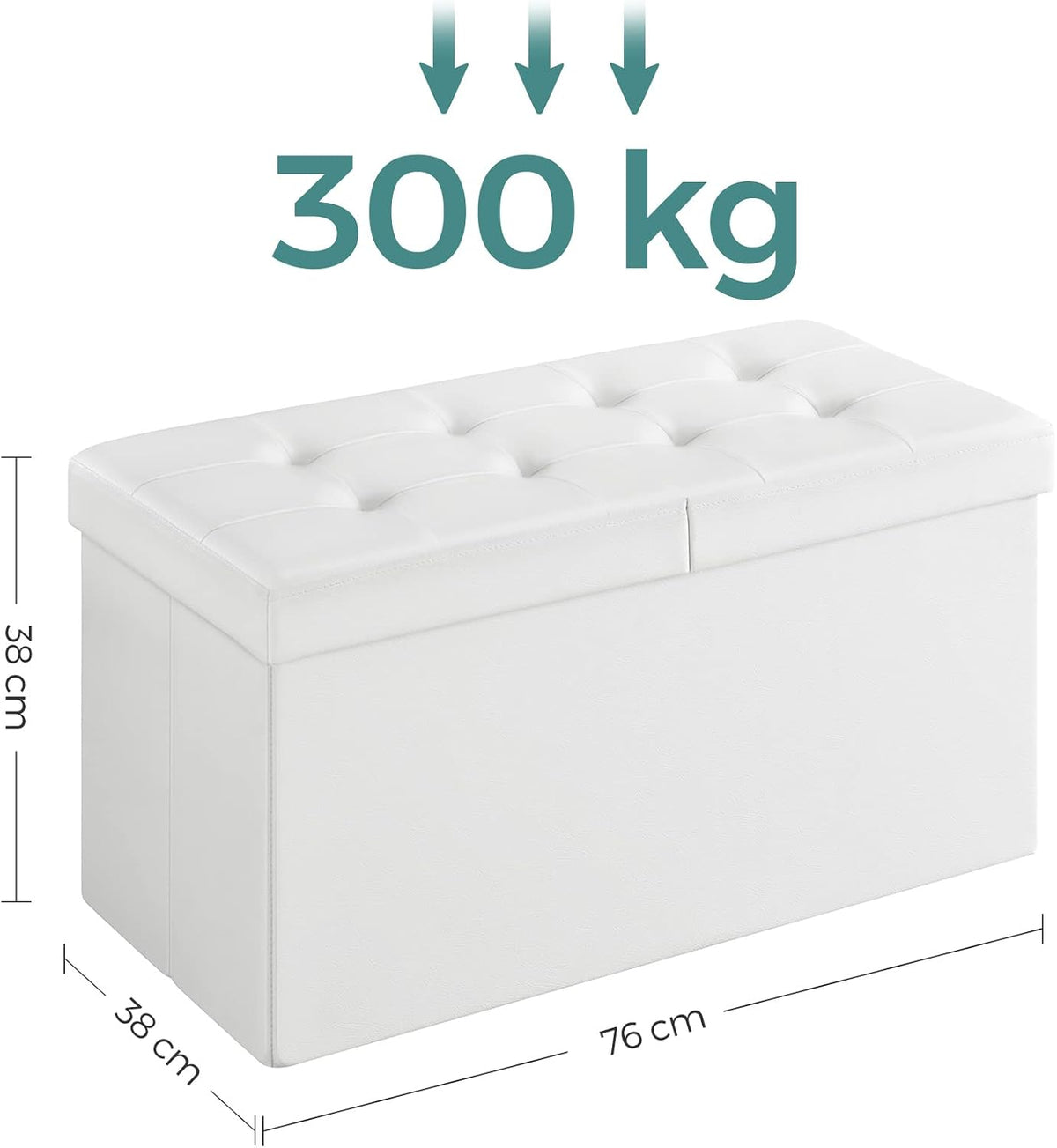 Aufbewahrungsbank Sitzbank klappbar 76x38x38 cm Wolkenweiss von Songmics