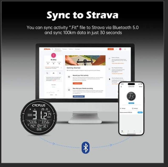 Fahrradcomputer M2 GPS Kabellos 2.5 Zoll LCD von Cycplus