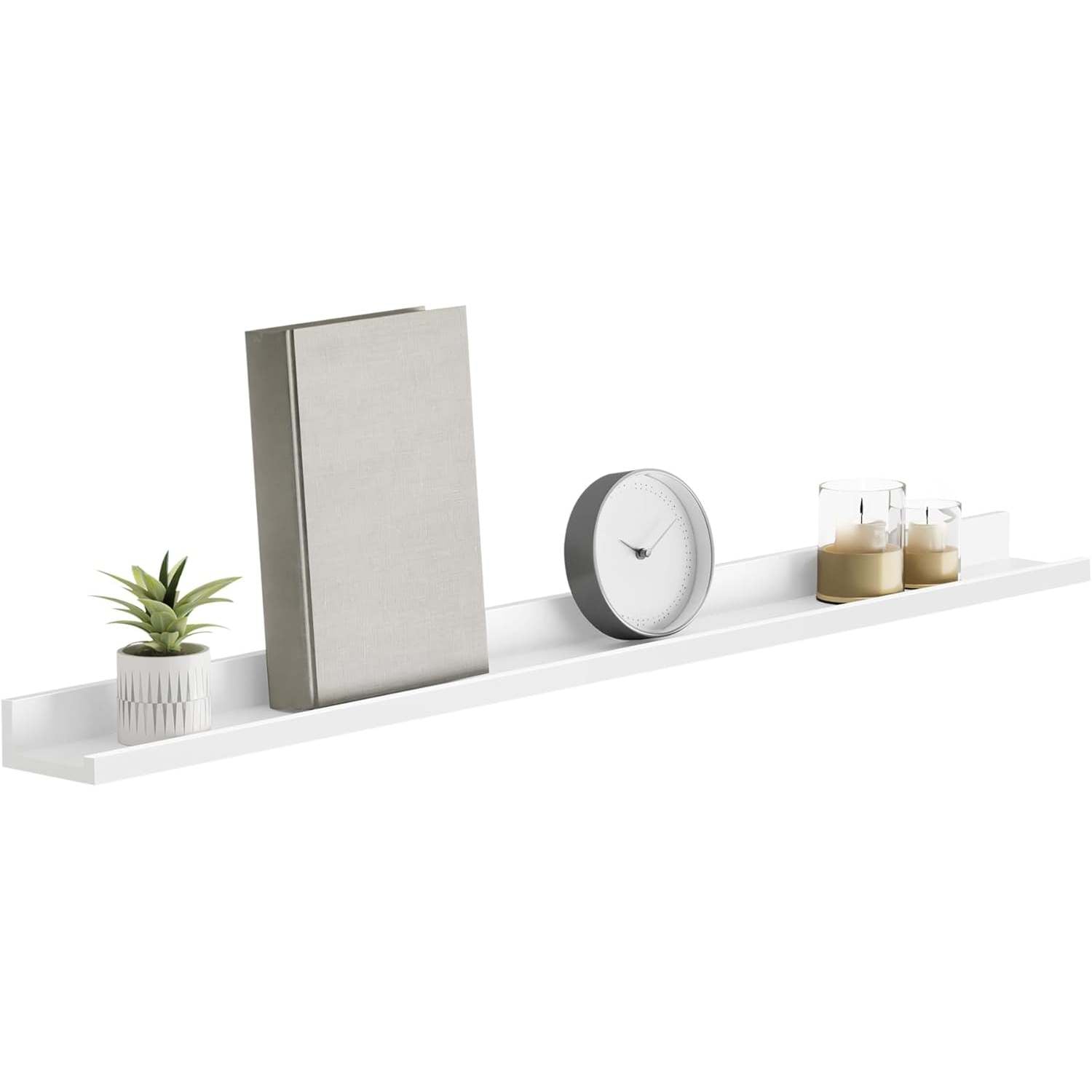 Wandregal Schweberegal 110 cm weiß für Wohnzimmer Küche von Songmics