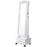 Schmuckschrank mit Spiegel LED 45x45x156 cm Weiss von Songmics