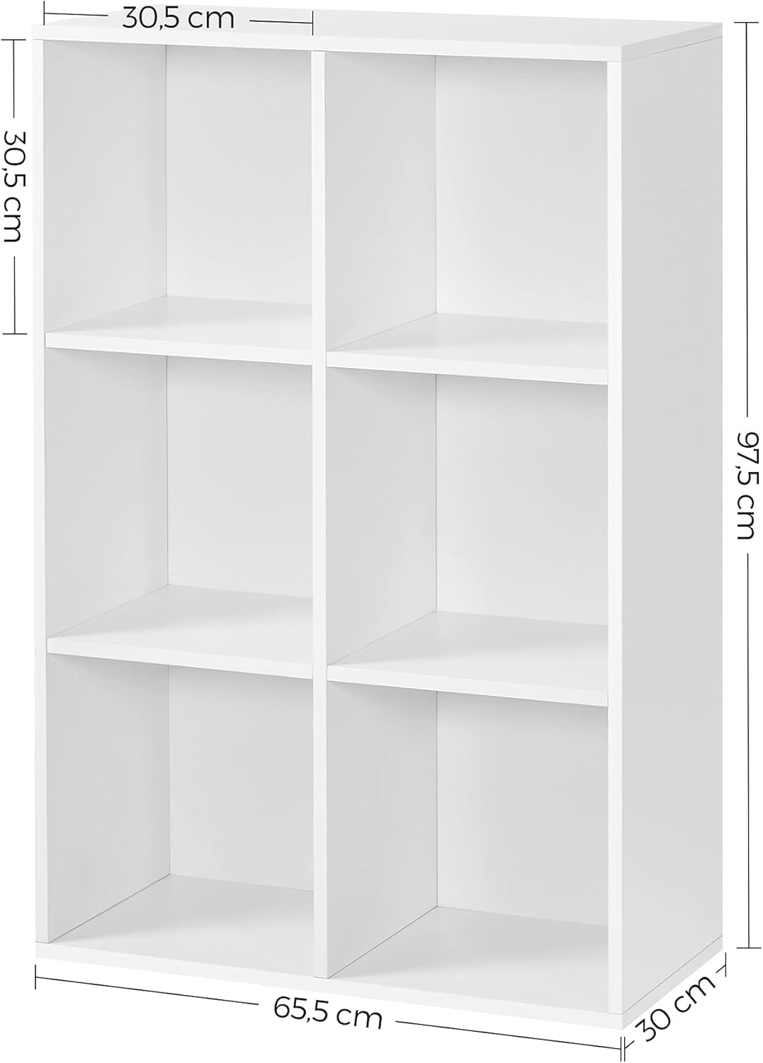Bücherregal mit 6 Fächern Würfelregal Standregal weiß von Songmics