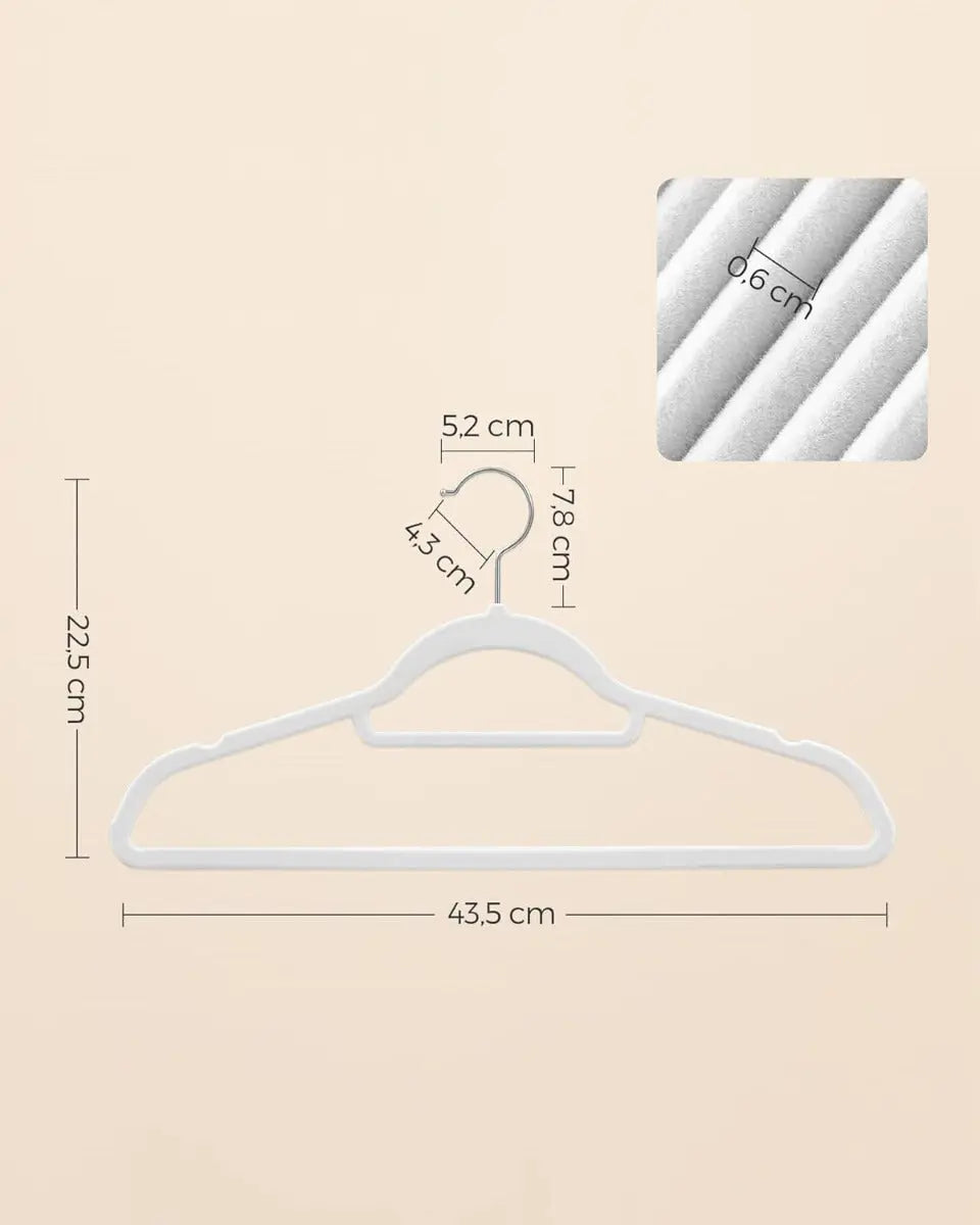 Kleiderbügel Samt 50er Set Weiss von Songmics