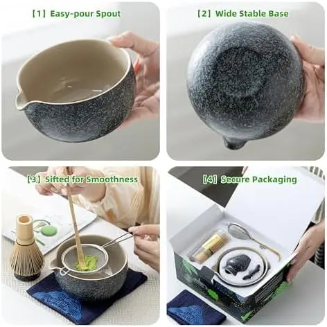 Matcha Set Obsidian mit Ausgiessschale 7-tlg. von TEANAGOO